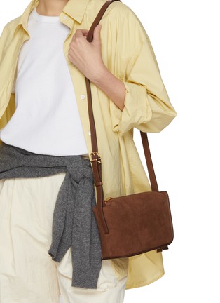 Front View - Click To Enlarge - JOY GRYSON - Crescent Suede Shoulder Bag