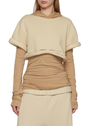 Main View - Click To Enlarge - WE11DONE - Layered Roll Up Cotton Hoodie