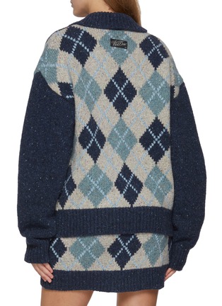 Back View - Click To Enlarge - WE11DONE - Argyle Intarsia Knit Cardigan