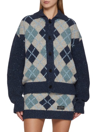 Main View - Click To Enlarge - WE11DONE - Argyle Intarsia Knit Cardigan