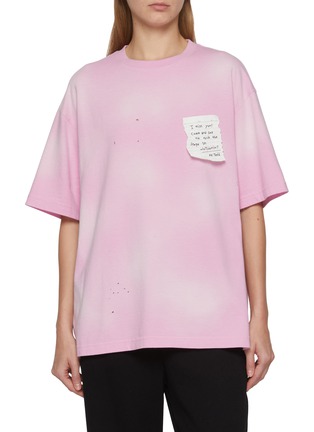 Main View - Click To Enlarge - WE11DONE - Oversized Grunge Paper Note Faded Cotton T-Shirt