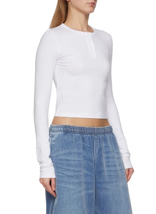 Detail View - Click To Enlarge - WE11DONE - Long Sleeve Faux Fur Collar Top