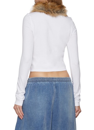 Back View - Click To Enlarge - WE11DONE - Long Sleeve Faux Fur Collar Top
