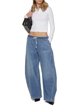 Figure View - Click To Enlarge - WE11DONE - Long Sleeve Faux Fur Collar Top