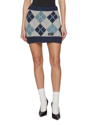 Main View - Click To Enlarge - WE11DONE - Argyle Intarsia Knit Mini Skirt