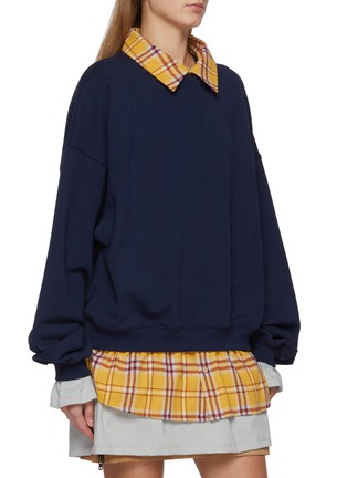 Detail View - Click To Enlarge - WE11DONE - Detachable Scarf Layered Cotton Sweatshirt