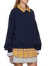 Detail View - Click To Enlarge - WE11DONE - Detachable Scarf Layered Cotton Sweatshirt