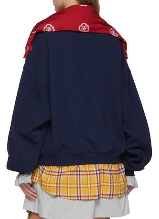 Back View - Click To Enlarge - WE11DONE - Detachable Scarf Layered Cotton Sweatshirt