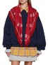 Main View - Click To Enlarge - WE11DONE - Detachable Scarf Layered Cotton Sweatshirt
