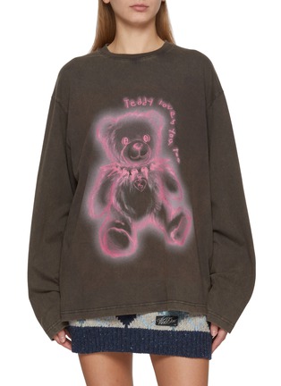 Main View - Click To Enlarge - WE11DONE - Oversized Long Sleeve Teddy Graphic Top
