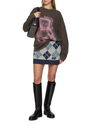 Figure View - Click To Enlarge - WE11DONE - Oversized Long Sleeve Teddy Graphic Top