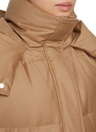 Detail View - Click To Enlarge - YVES SALOMON - Fox Fur Trim Hood Wool Silk Puffer Gilet