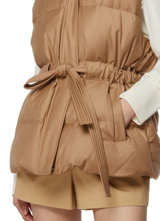  - YVES SALOMON - Fox Fur Trim Hood Wool Silk Puffer Gilet