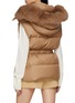 Back View - Click To Enlarge - YVES SALOMON - Fox Fur Trim Hood Wool Silk Puffer Gilet