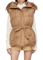 YVES SALOMON | Fox Fur Trim Hood Wool Silk Puffer Gilet | Women
