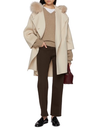 Figure View - Click To Enlarge - YVES SALOMON - Fox Fur Trim Wool Cashmere Coat