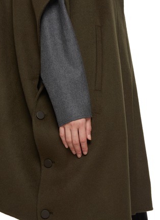  - YVES SALOMON - Mink Fur Collar Wool Cashmere Cape Coat