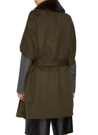 Back View - Click To Enlarge - YVES SALOMON - Mink Fur Collar Wool Cashmere Cape Coat