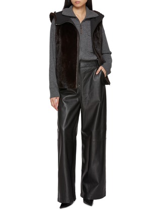 Figure View - Click To Enlarge - YVES SALOMON - Wide Leg Leather Pants
