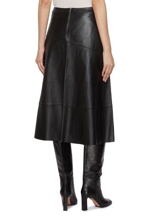 Back View - Click To Enlarge - YVES SALOMON - Flared Leather Midi Skirt