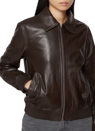  - YVES SALOMON - Detachable Mink Collar Leather Bomber Jacket