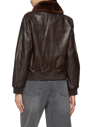 Back View - Click To Enlarge - YVES SALOMON - Detachable Mink Collar Leather Bomber Jacket