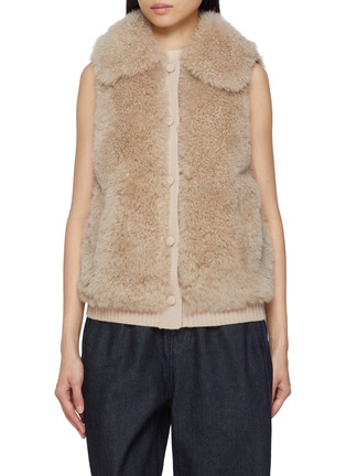 Main View - Click To Enlarge - YVES SALOMON - Sleeveless Curly Lamb Fur Knit Gilet