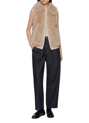 Figure View - Click To Enlarge - YVES SALOMON - Sleeveless Curly Lamb Fur Knit Gilet