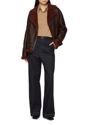 Figure View - Click To Enlarge - YVES SALOMON - Shearling Biker Jacket