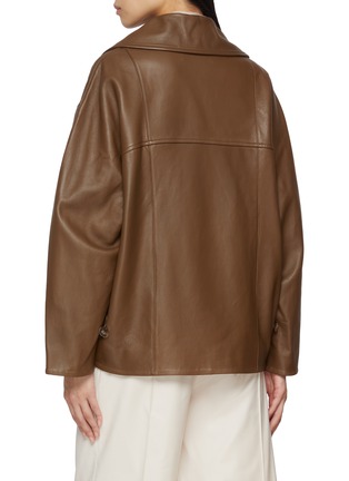 Back View - Click To Enlarge - YVES SALOMON - Double Breasted Leather Peacoat
