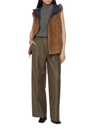 Figure View - Click To Enlarge - YVES SALOMON - Wide Leg Wool Silk Pants