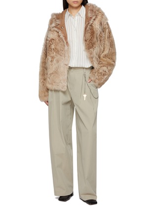 Figure View - Click To Enlarge - YVES SALOMON - Curly Shearling Hooded Jacket