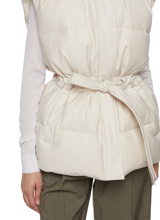  - YVES SALOMON - Fox Trim Hood Wool Silk Puffer Gilet