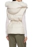 Back View - Click To Enlarge - YVES SALOMON - Fox Trim Hood Wool Silk Puffer Gilet