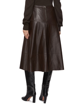 Back View - Click To Enlarge - YVES SALOMON - Flared Leather Midi Skirt