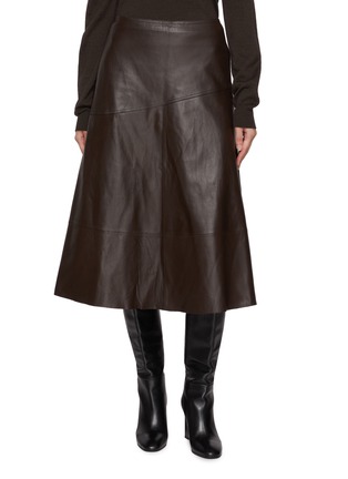 Main View - Click To Enlarge - YVES SALOMON - Flared Leather Midi Skirt