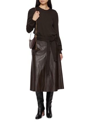 Figure View - Click To Enlarge - YVES SALOMON - Flared Leather Midi Skirt