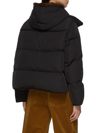 Back View - Click To Enlarge - YVES SALOMON - Mink Bib Hood Technical Puffer Jacket