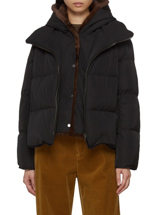 Main View - Click To Enlarge - YVES SALOMON - Mink Bib Hood Technical Puffer Jacket
