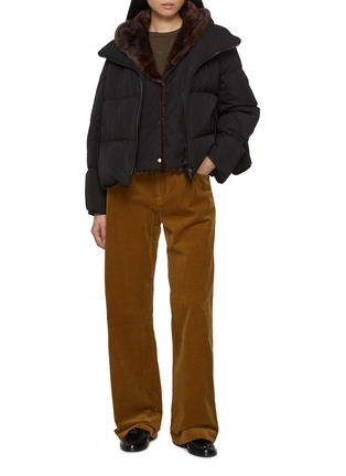 Figure View - Click To Enlarge - YVES SALOMON - Mink Bib Hood Technical Puffer Jacket