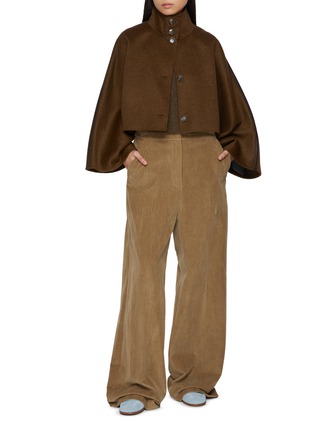 Figure View - Click To Enlarge - YVES SALOMON - Cropped Cape Wool Cashmere Jacket