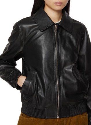  - YVES SALOMON - Detachable Mink Collar Leather Bomber Jacket