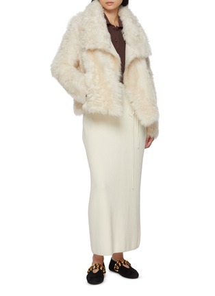 Figure View - Click To Enlarge - YVES SALOMON - Curly Shearling Shawl Collar Jacket
