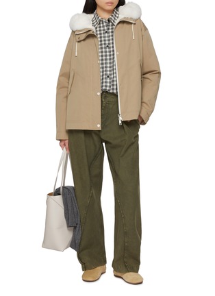 Figure View - Click To Enlarge - YVES SALOMON - Rabbit Fur Trim Hooded Parka Jacket