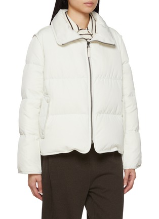 Detail View - Click To Enlarge - YVES SALOMON - Mink Trim Hood Technical Zip Up Jacket