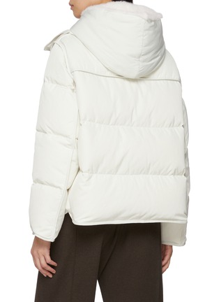 Back View - Click To Enlarge - YVES SALOMON - Mink Trim Hood Technical Zip Up Jacket