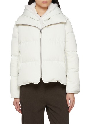 Main View - Click To Enlarge - YVES SALOMON - Mink Trim Hood Technical Zip Up Jacket