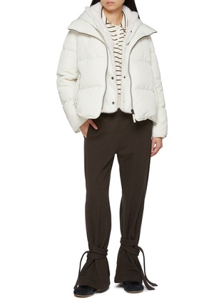 Figure View - Click To Enlarge - YVES SALOMON - Mink Trim Hood Technical Zip Up Jacket