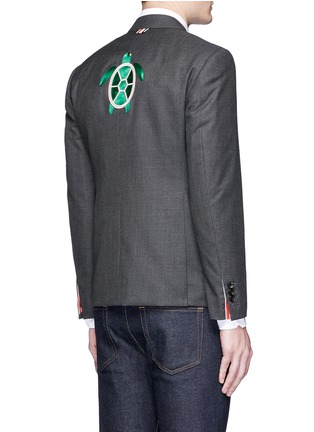 Back View - Click To Enlarge - THOM BROWNE  - Turtle embroidered wool blazer