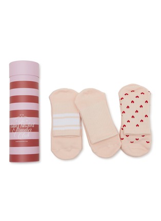 Main View - Click To Enlarge - MOVEACTIVE - Crew Non-Slip Grip Socks Set of 3 — Soft Pink
